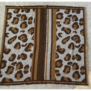 Mudpie Fringe Edge Throw or Crib Blanket, Brown Patterned, Square‎ 48"x48"